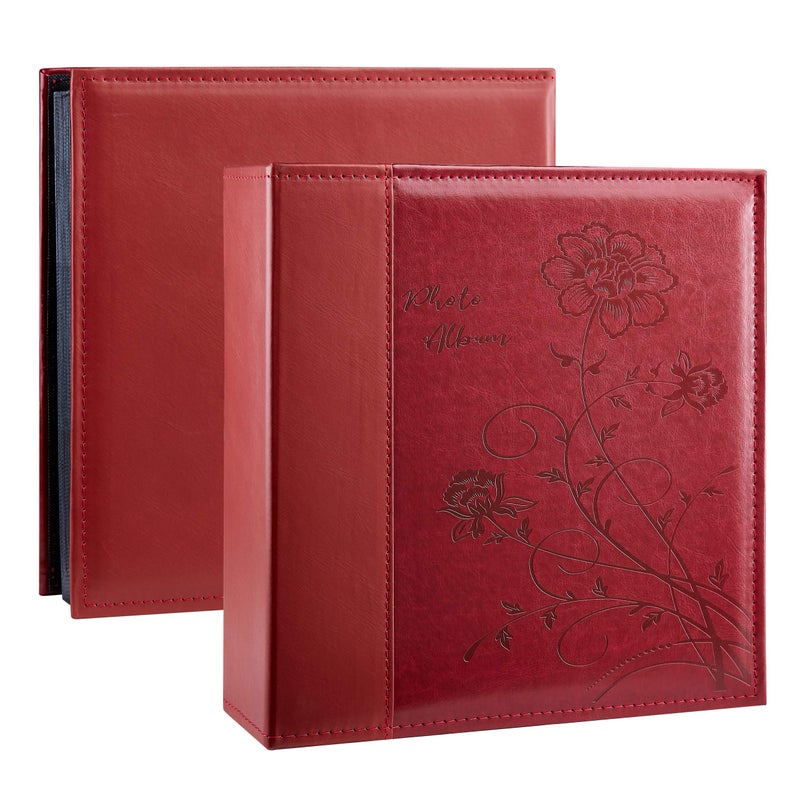 Artmag Photo Album 4x6 1000 Photos, Large Capacity Wedding Family Leather Cover Picture Albums Holds Horizontal and Vertical 4x6 photos with Black Pages(Red) - Image 1